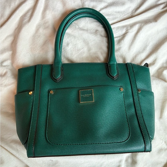 Isaac Mizrahi Green Leather Tote Bag – Structured Satchel Purse - Picture 12 of 12